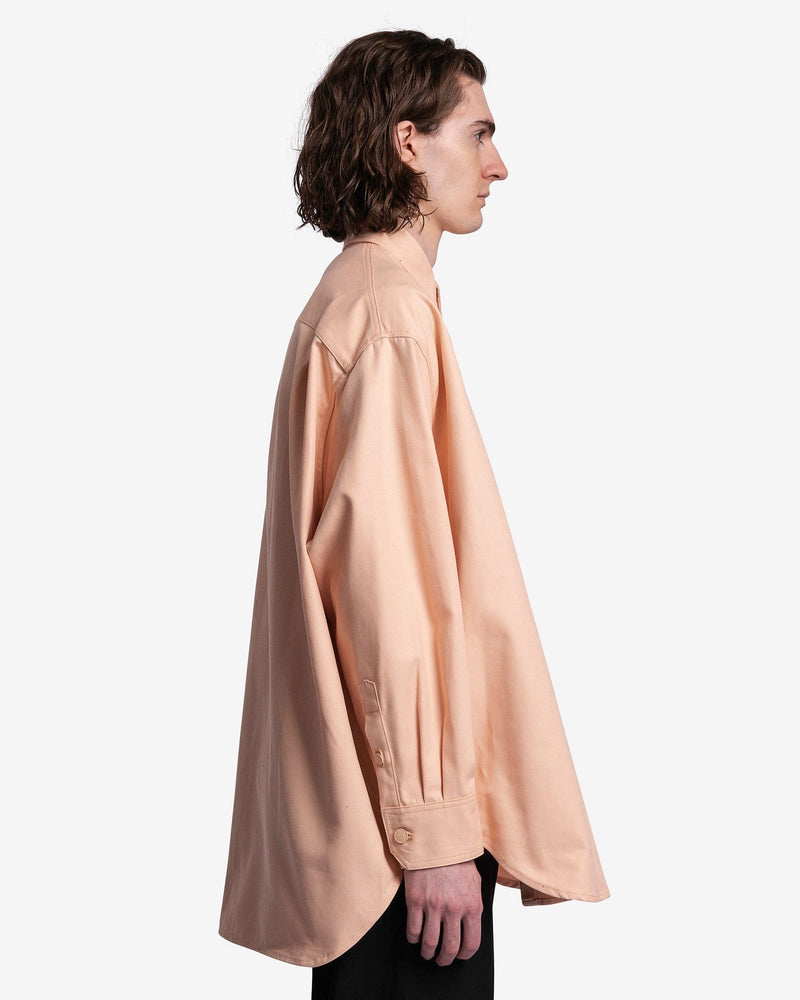 Raf Simons Men's Shirts Leather Patch Oversized Denim Shirt in Salmon