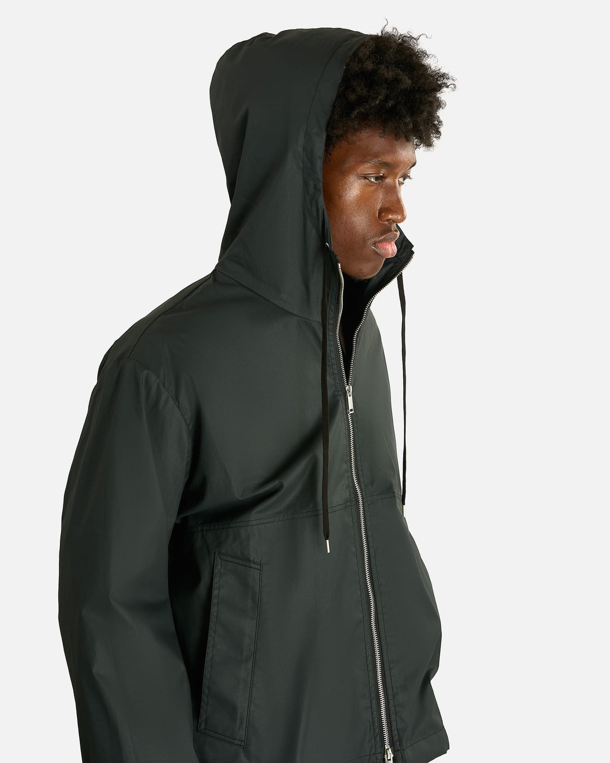 Hooded Zip Up Jacket in Black