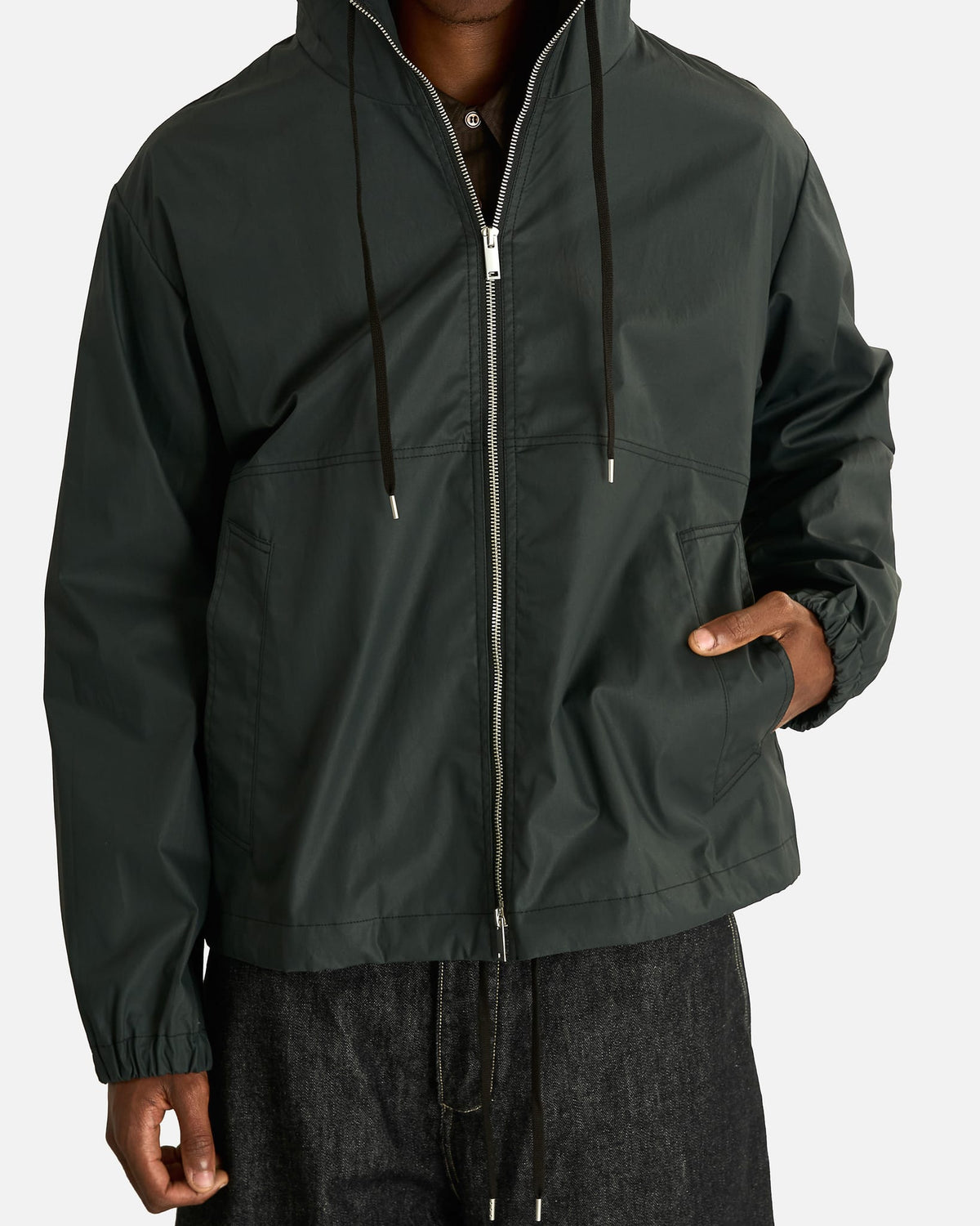 Hooded Zip Up Jacket in Black