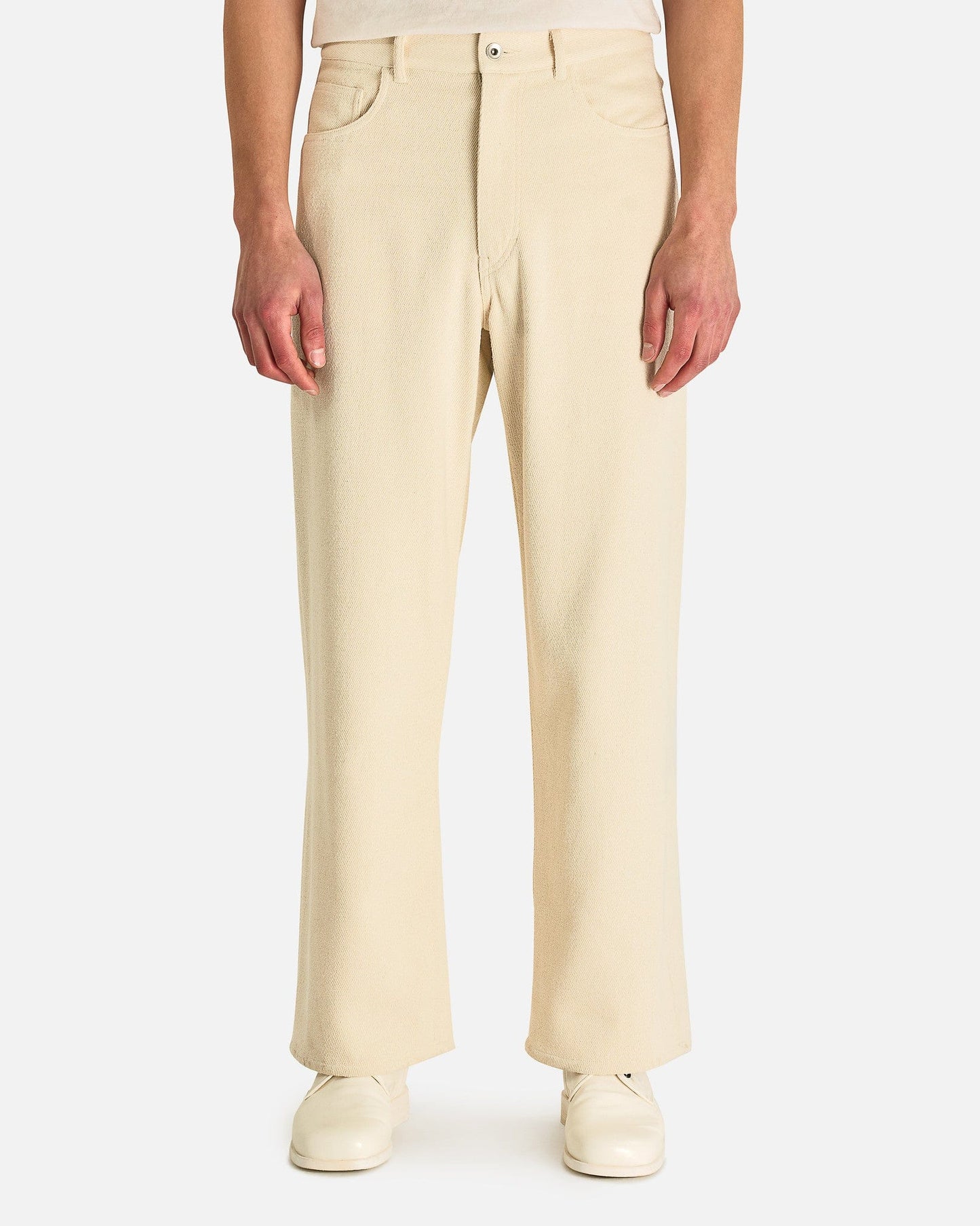 Auralee Men's Jeans 5P Wide Pant in Ivory White