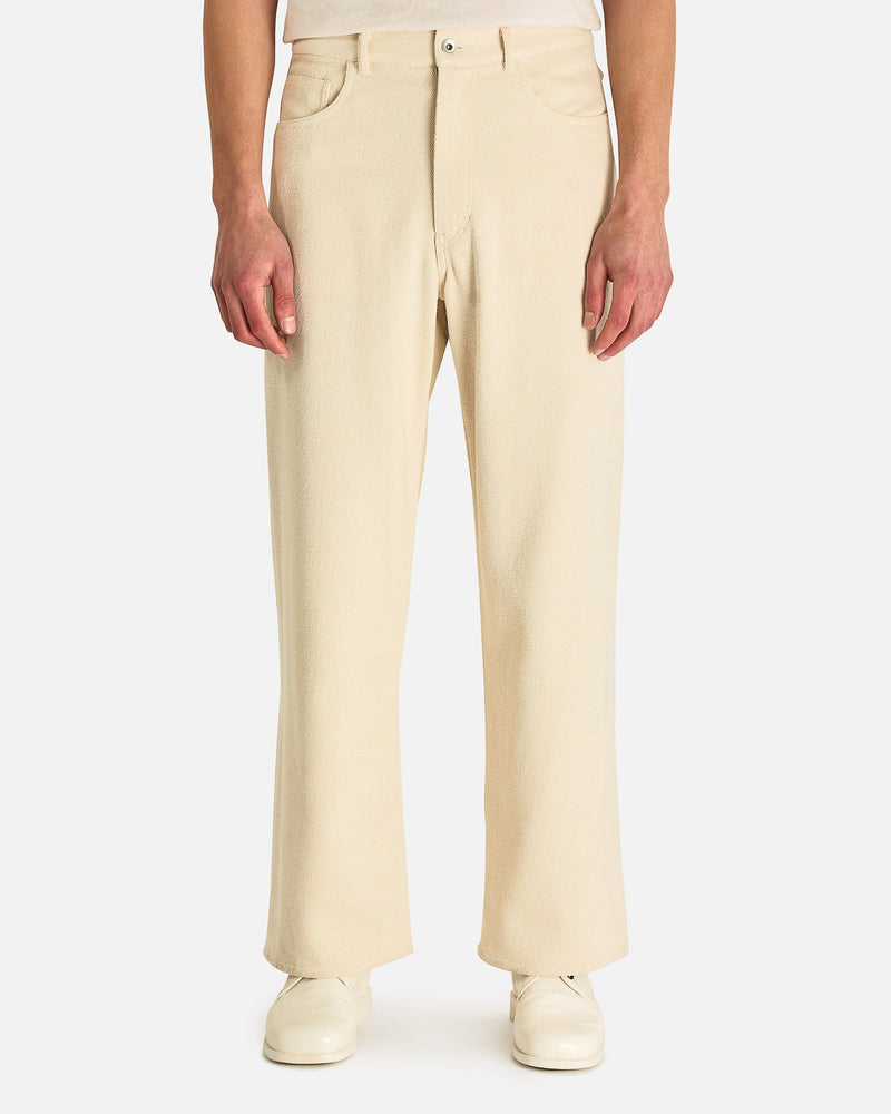 Auralee Men's Jeans 5P Wide Pant in Ivory White