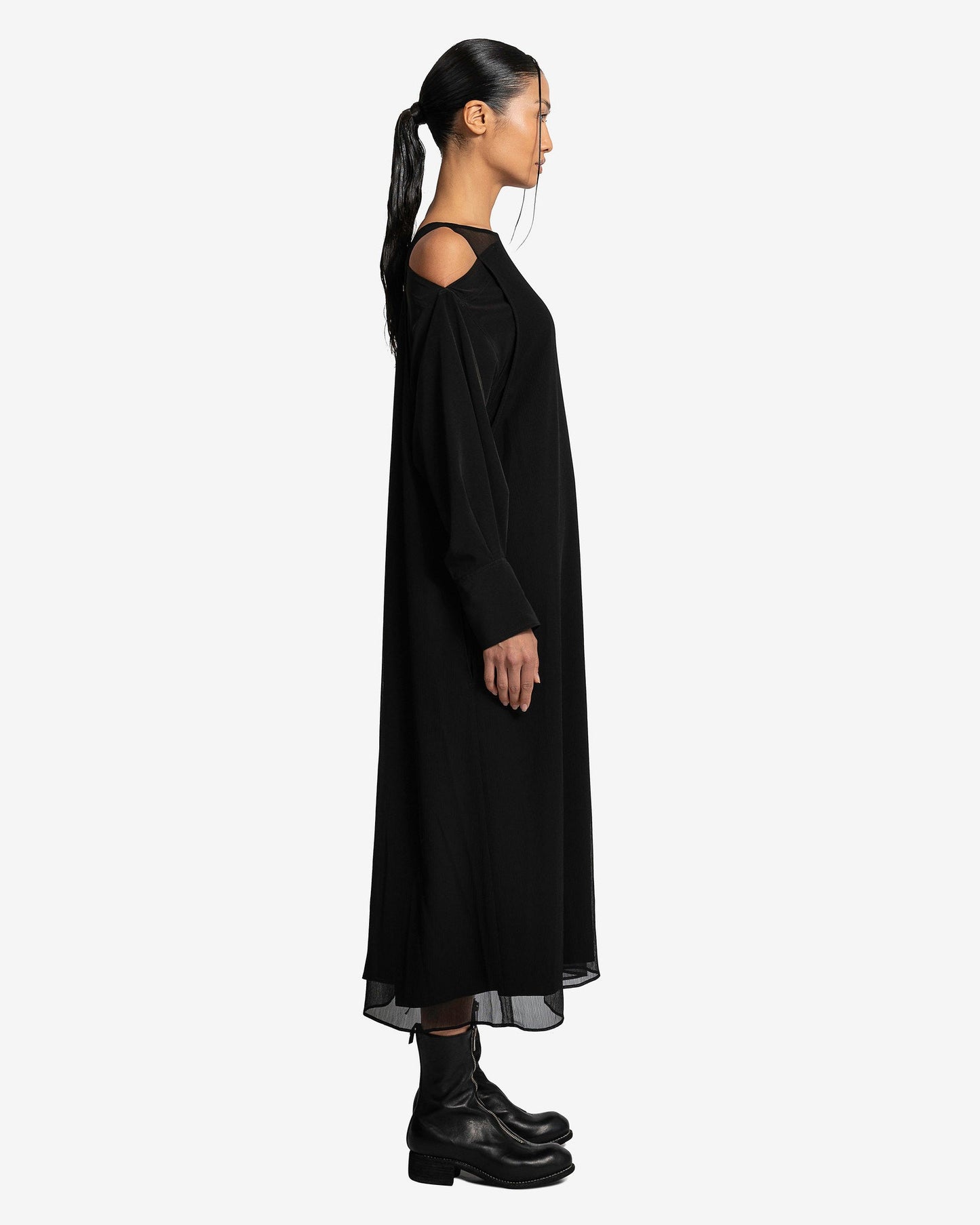 Y's by Yohji Yamamoto Women Dresses A-Double Layered Dress in Black