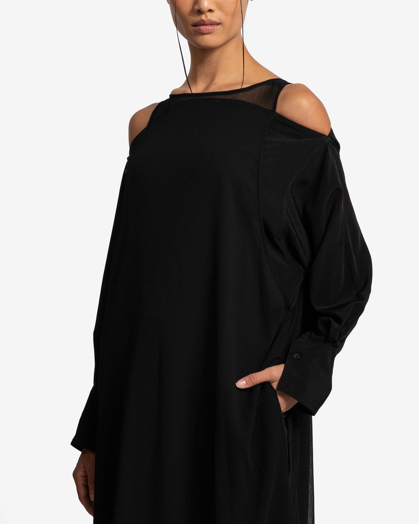 Y's by Yohji Yamamoto Women Dresses A-Double Layered Dress in Black
