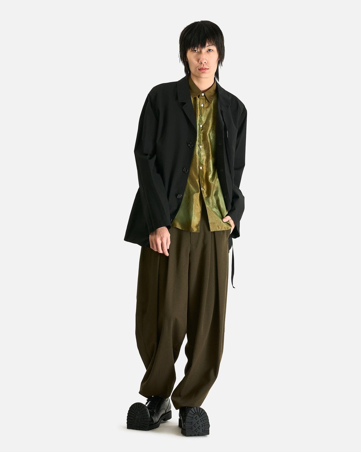 Comme des Garcons HOMME PLUS Men's Shirts Abstract Button Up Shirt in Khaki