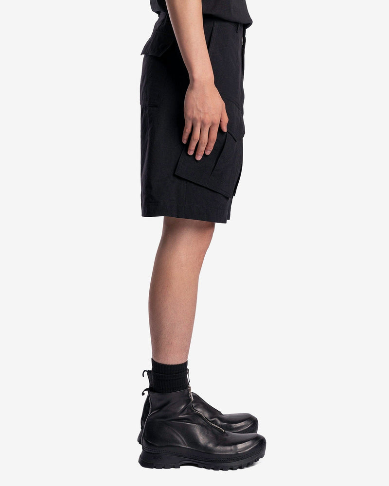 Juun.J Men's Shorts Adjustable Waist Cargo Shorts in Black