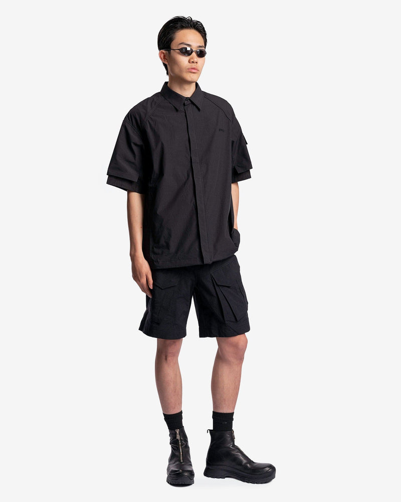 Juun.J Men's Shorts Adjustable Waist Cargo Shorts in Black