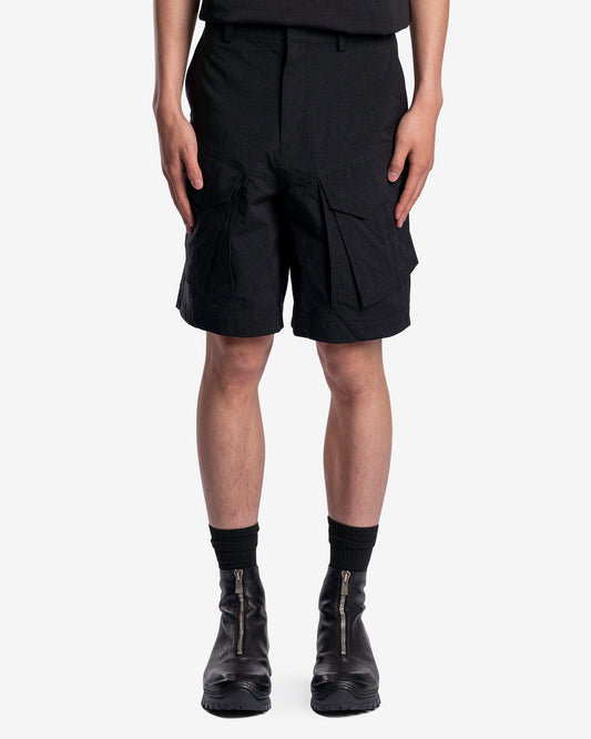 Juun.J Men's Shorts Adjustable Waist Cargo Shorts in Black
