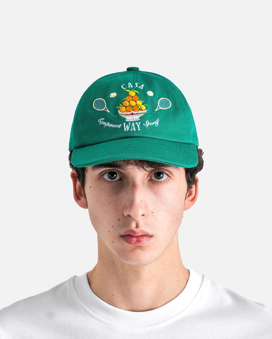 Casablanca Men's Hats OS Afro Cubism Tennis Club Embroidered Patch Cap in Evergreen