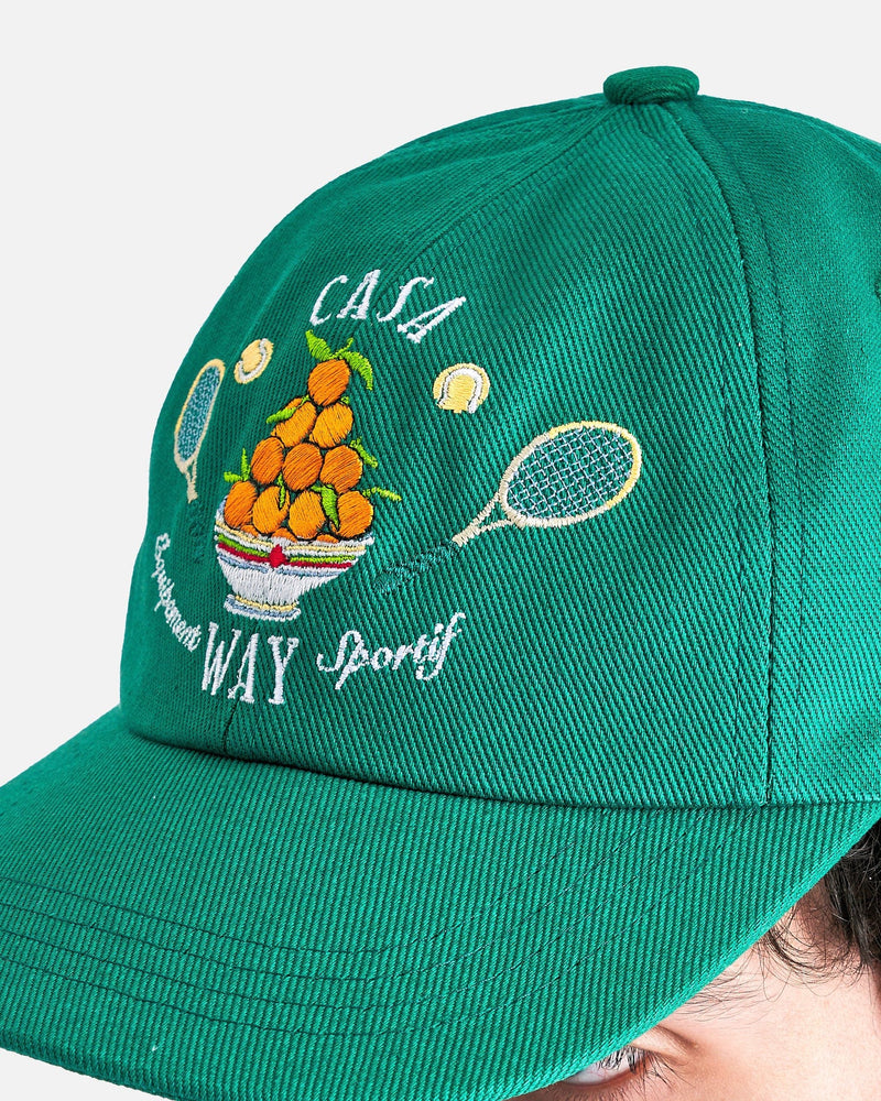 Casablanca Men's Hats OS Afro Cubism Tennis Club Embroidered Patch Cap in Evergreen