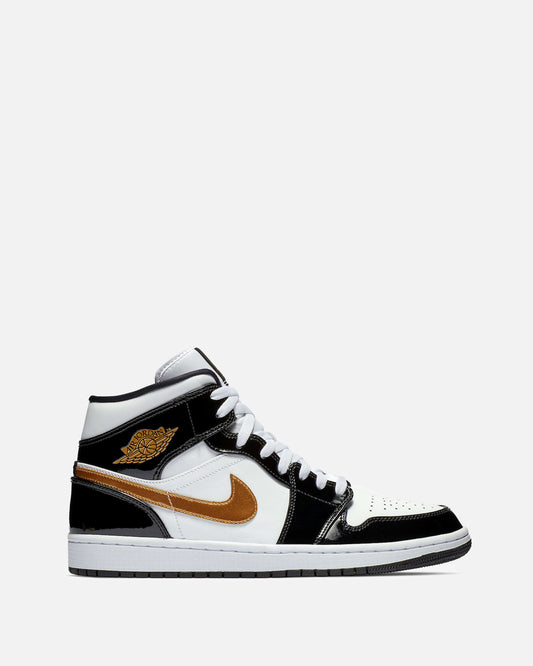 JORDAN Men's Sneakers Air Jordan 1 Mid SE Patent 'Black/Metallic Gold'