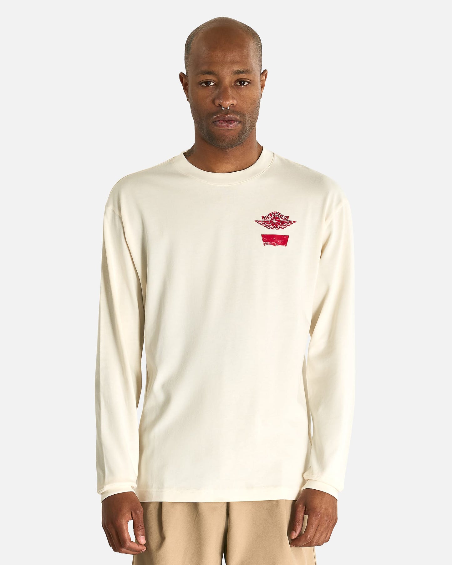 Jordan Men's T-Shirts Air Jordan x Levi's Long Sleeve in Pale Ivory