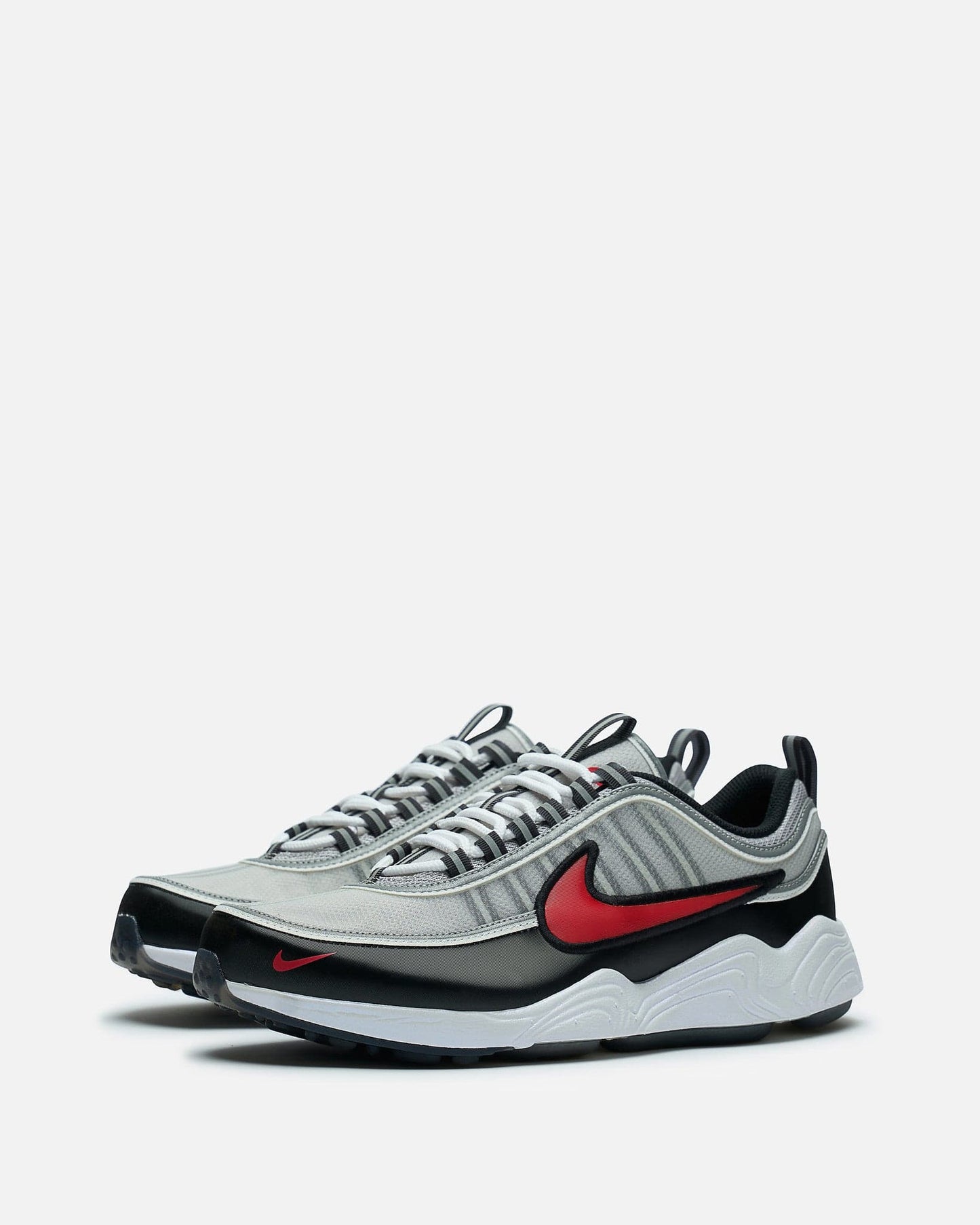Nike Men's Sneakers Air Zoom Spiridon in Metallic Silver/Red