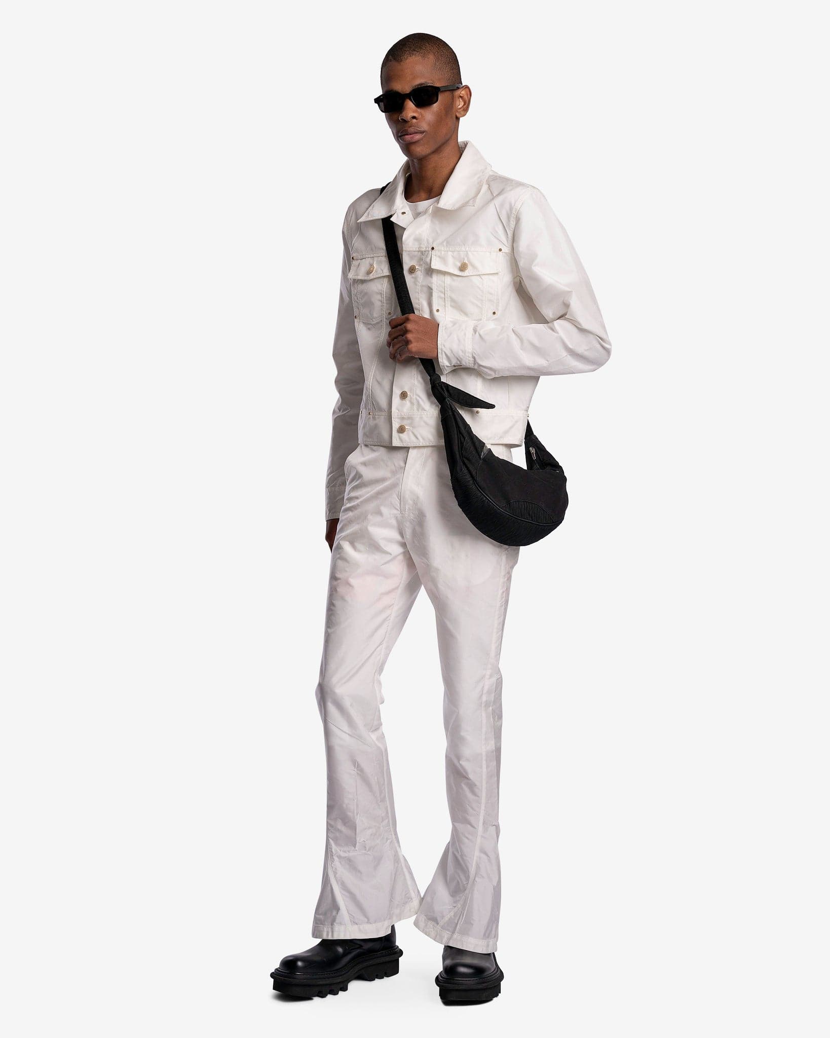 KANGHYUK Men's Pants Airbag Flare-Cut Trousers in Off-White