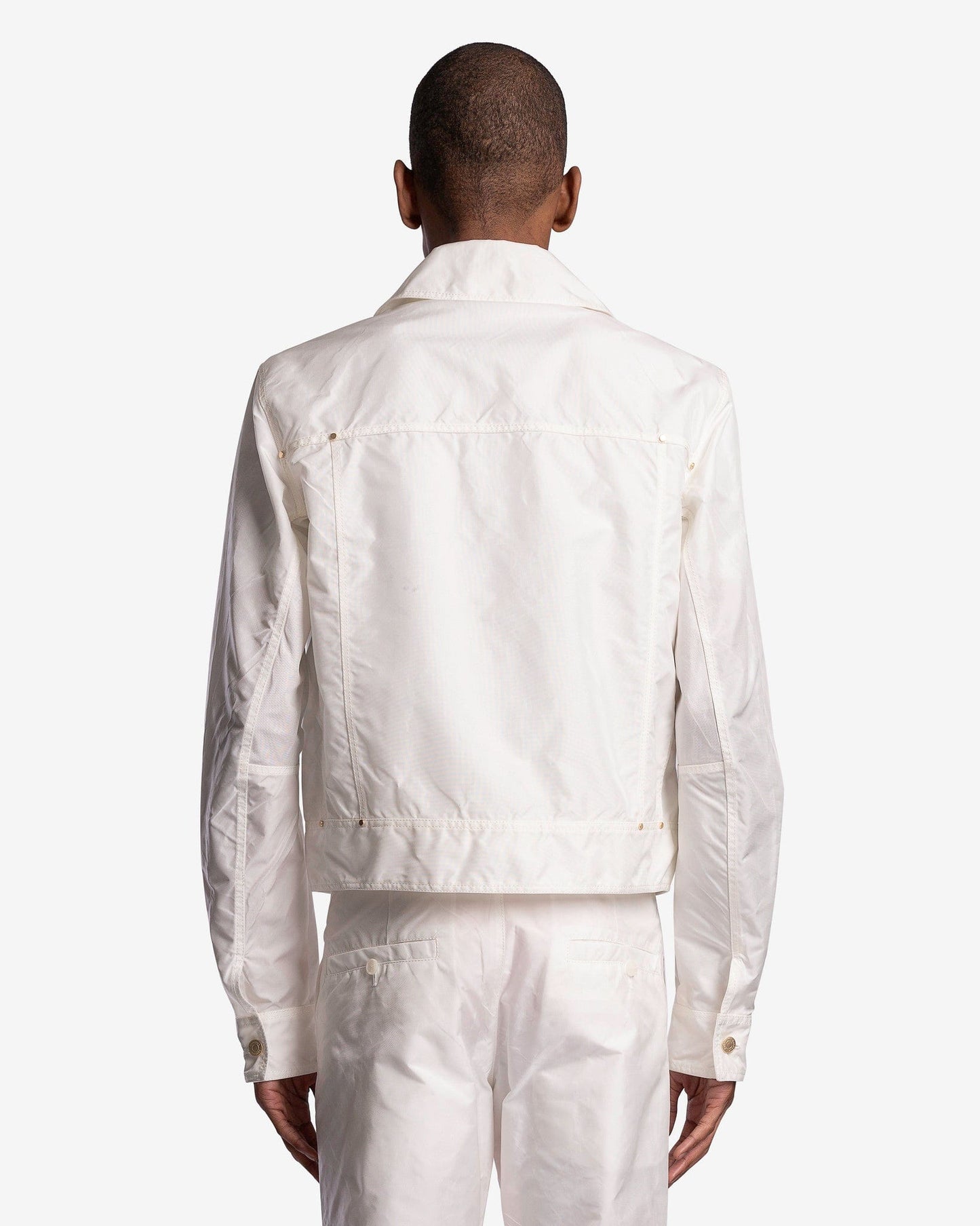 KANGHYUK Men's Jackets Airbag Stud Trucker Jacket in Off-White