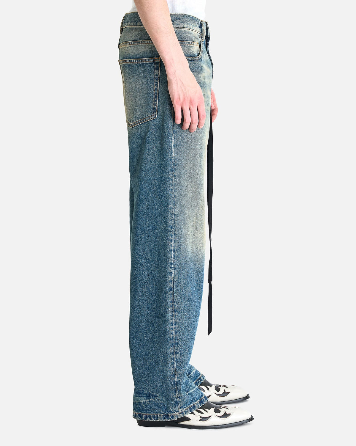 Ann Demeulemeester Men's Pants Alarik 5-Pocket Flared Trousers in Sky Blue