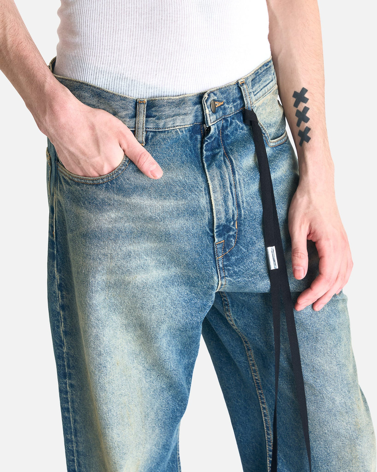 Ann Demeulemeester Men's Pants Alarik 5-Pocket Flared Trousers in Sky Blue