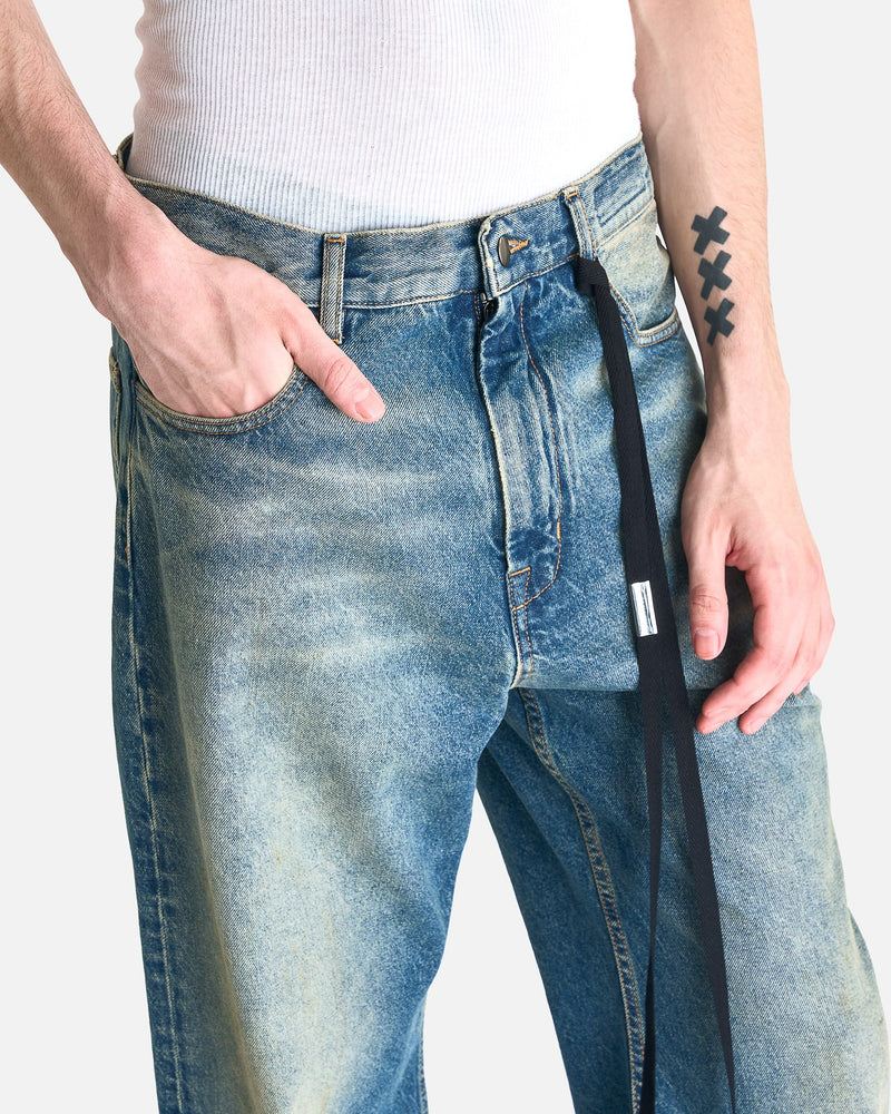 Ann Demeulemeester Men's Pants Alarik 5-Pocket Flared Trousers in Sky Blue