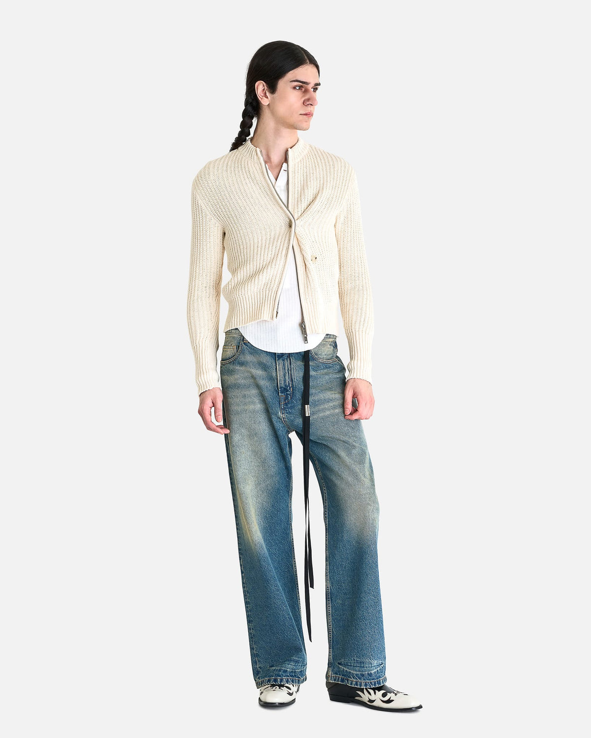 Ann Demeulemeester Men's Pants Alarik 5-Pocket Flared Trousers in Sky Blue