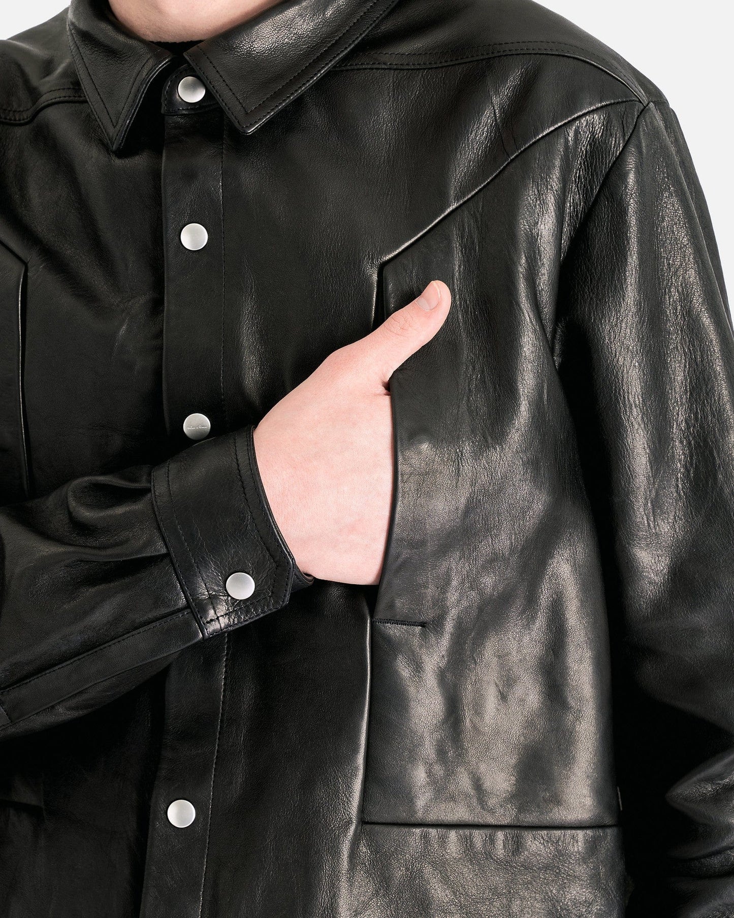 Rick Owens Men's Jackets Alice Strobe Shirt in Black