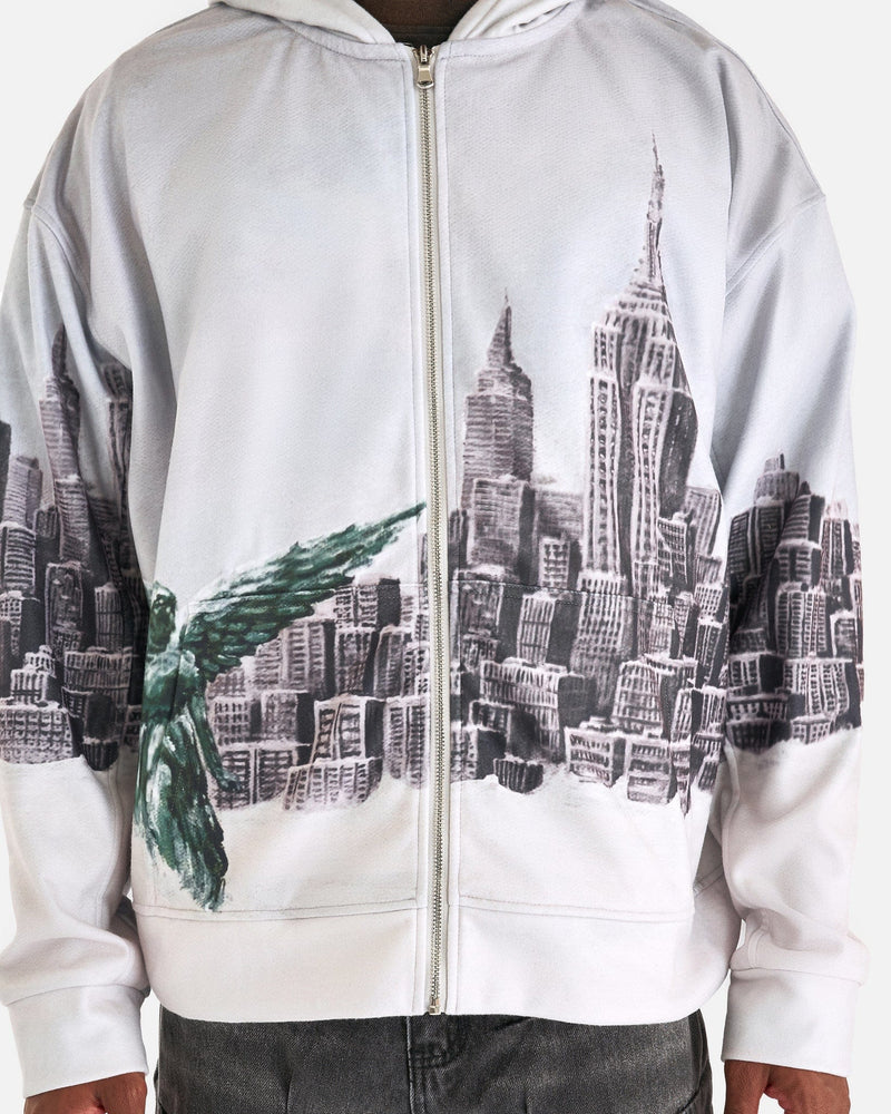 Who Decides War Men's Jackets Angel Over the City Zip-Up in Sky