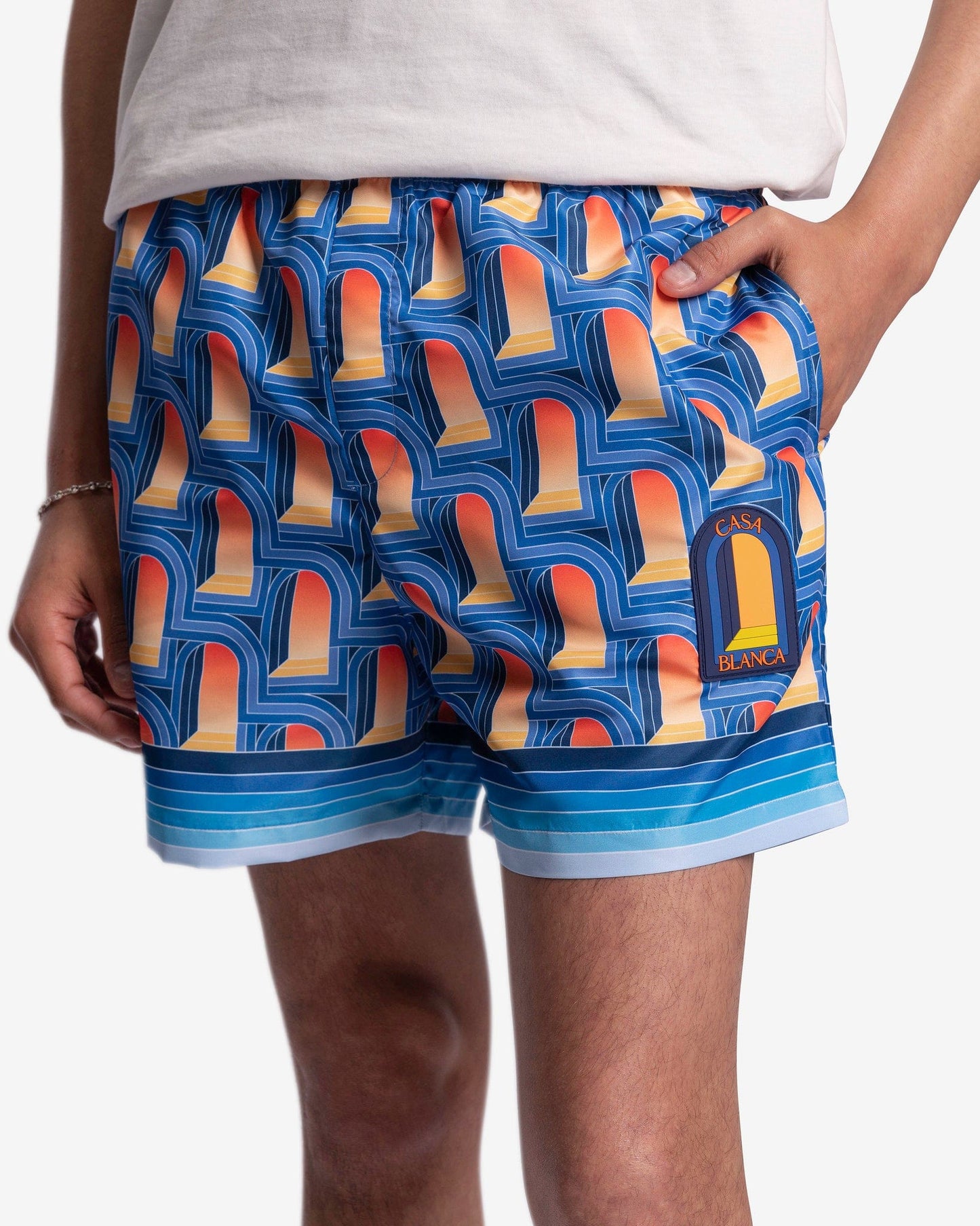 Casablanca Men's Shorts Arche de Nuit Printed Swim Trunks in Multi