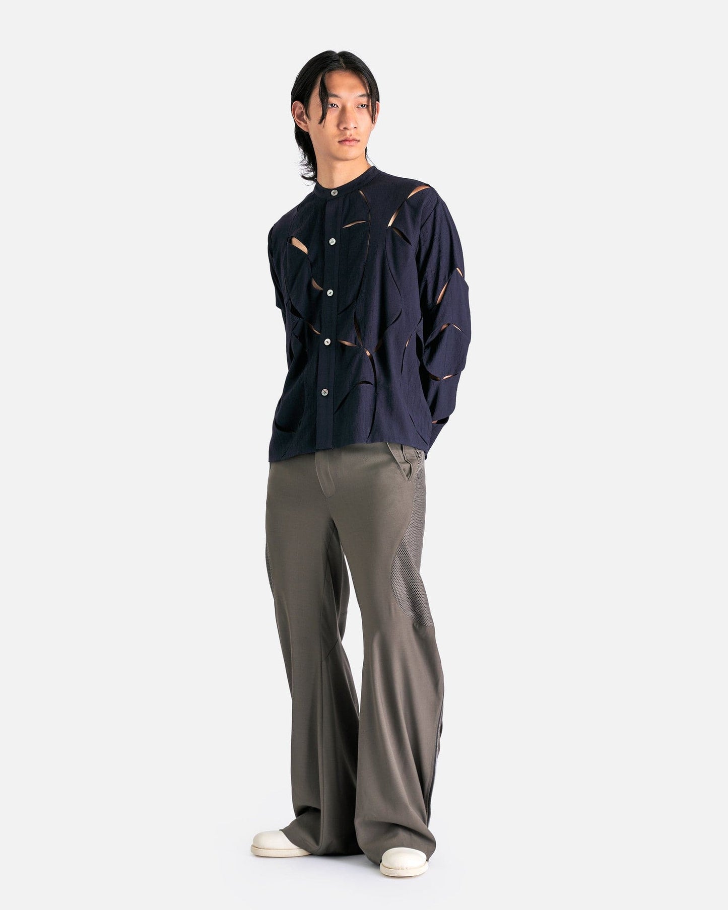 CMMAWEAR Men's Pants Articulated Back-Zip Trousers in Grey