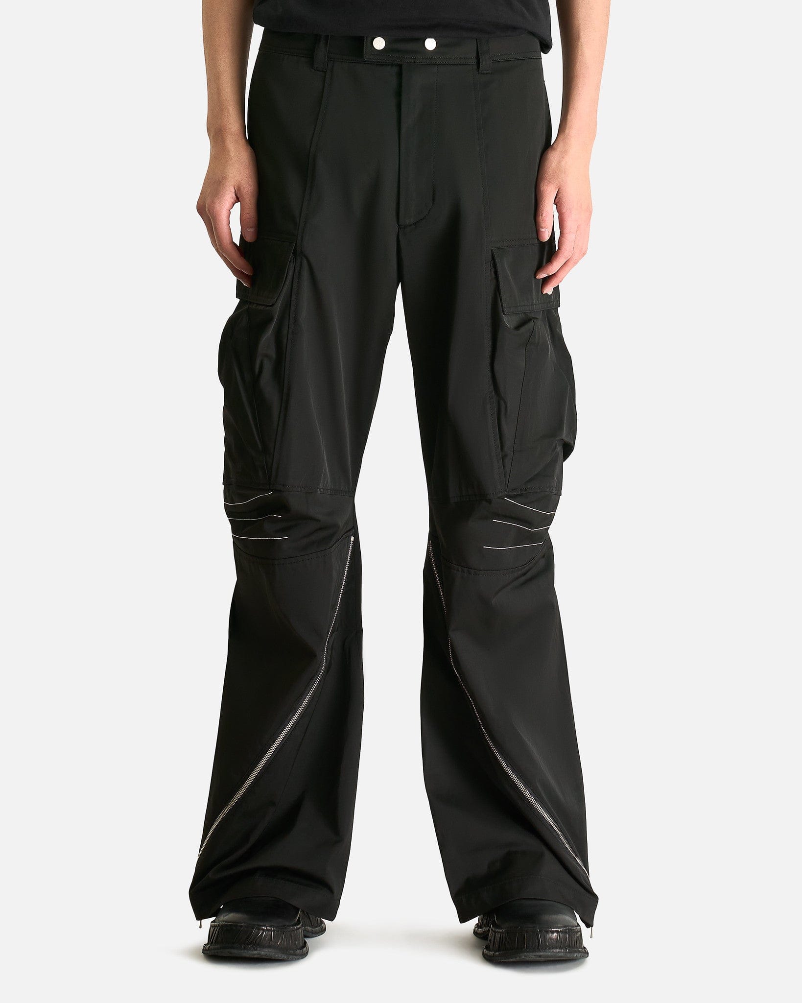 FFFPOSTALSERVICE Men's Pants Articulated Knee Dart Cargo Trousers in Black