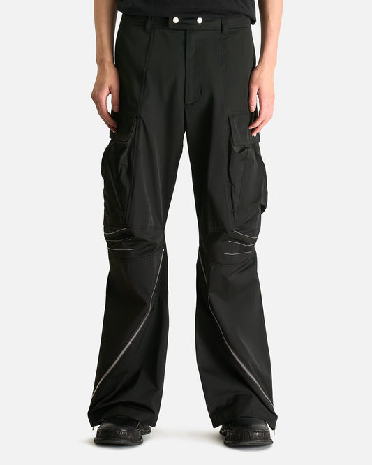 FFFPOSTALSERVICE Men's Pants Articulated Knee Dart Cargo Trousers in Black