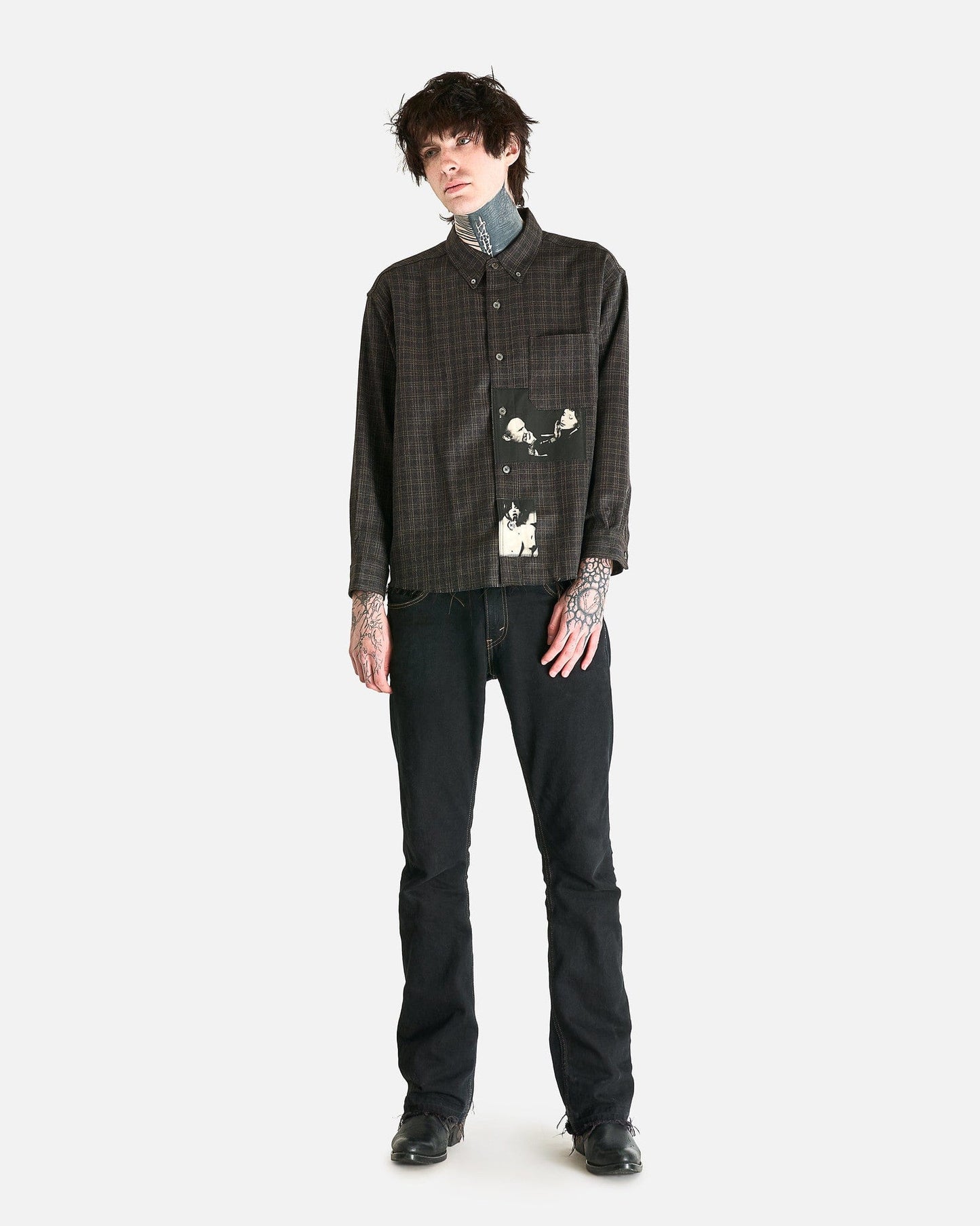 Enfants Riches Deprimes Men's Shirts Assemblage Flannel in Charcoal