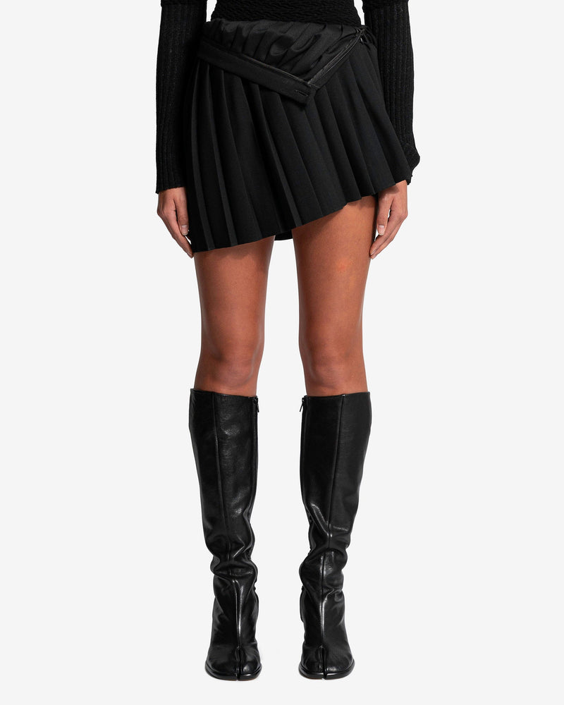 MM6 Maison Margiela Women Skirts Asymmetric Pleated Skirt in Black