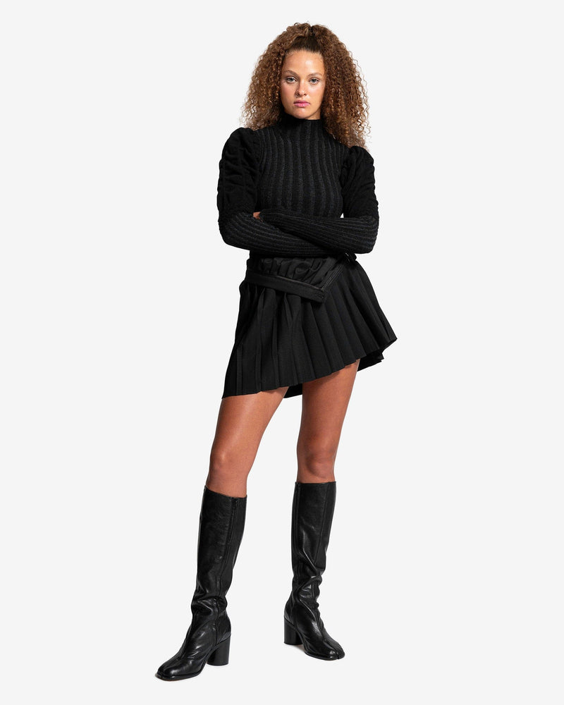 MM6 Maison Margiela Women Skirts Asymmetric Pleated Skirt in Black