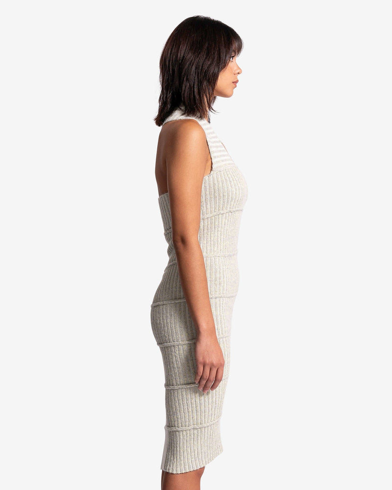 Asymmetric Rib-Knit Midi Dress in Grey SVRN Asymmetric Rib-Knit Midi Dress in Grey SVRN