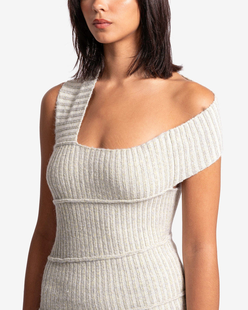 MM6 Maison Margiela Women Dresses Asymmetric Rib-Knit Midi Dress in Grey