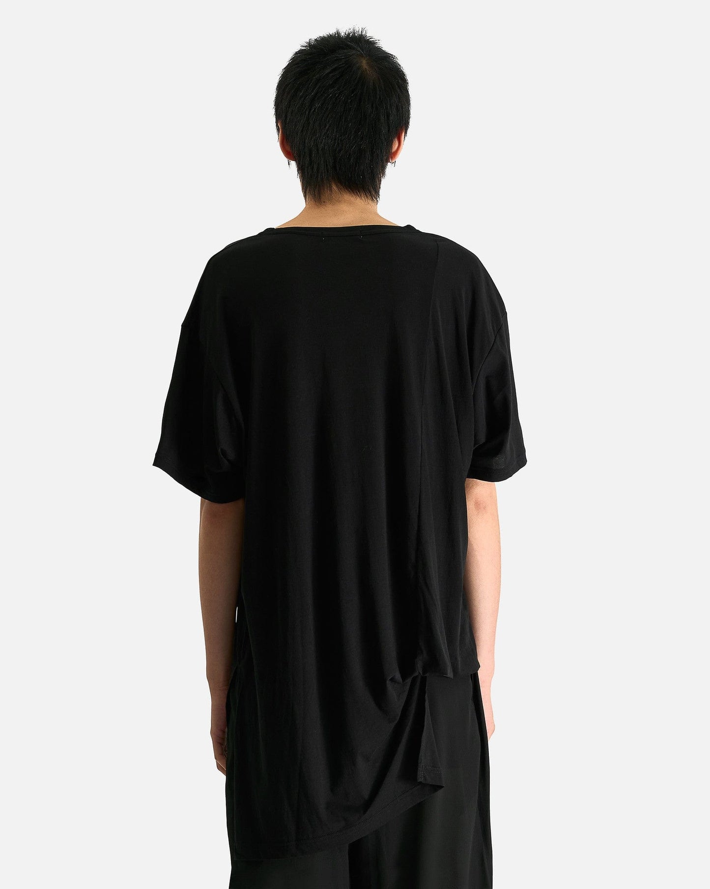 Yohji Yamamoto Pour Homme Men's T-Shirts 03 Asymmetry Hem S Sleeve in Black