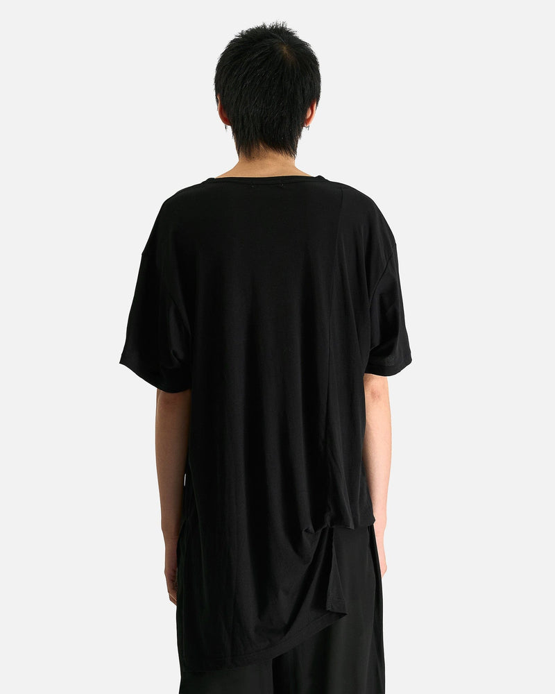Yohji Yamamoto Pour Homme Men's T-Shirts 03 Asymmetry Hem S Sleeve in Black