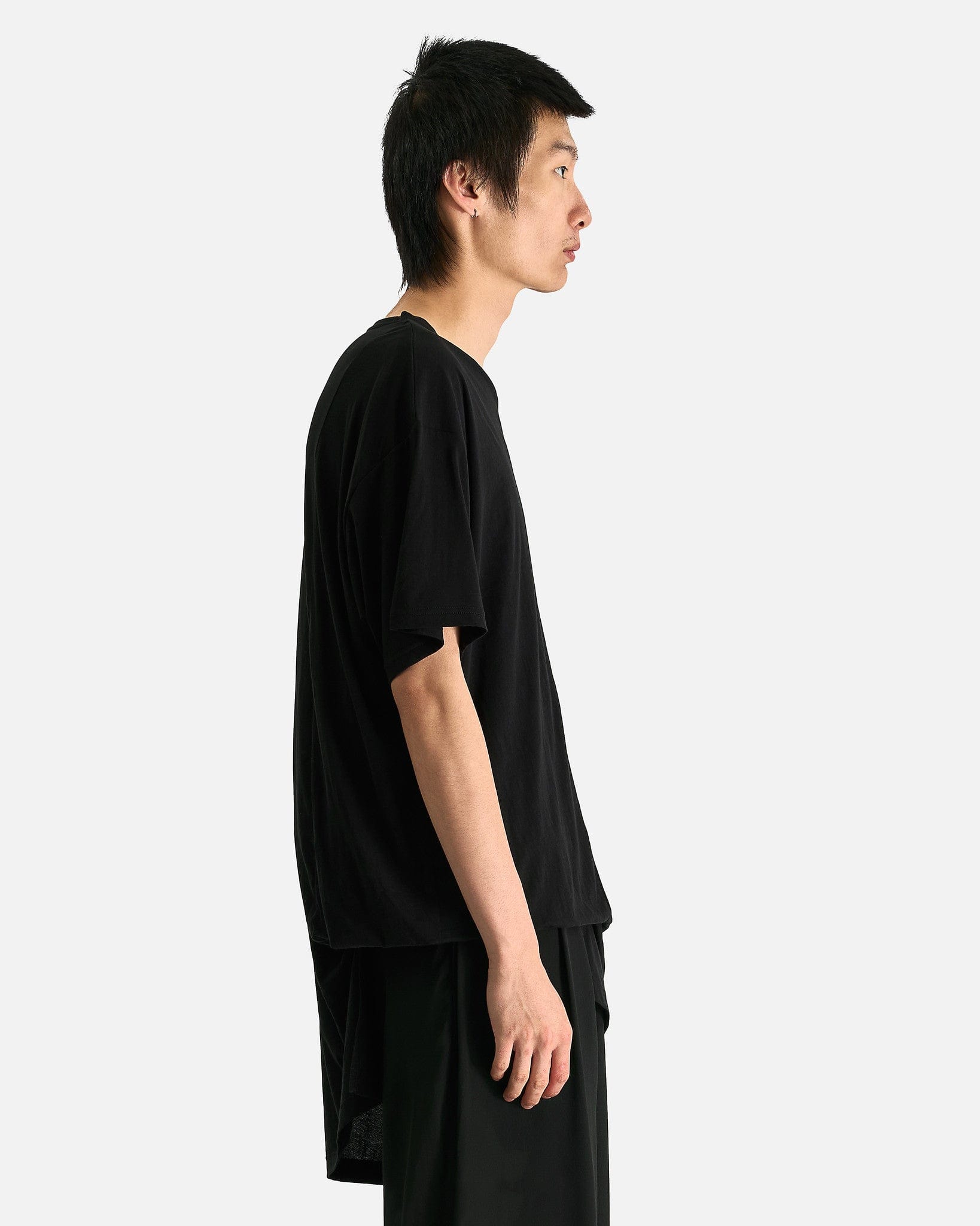 Yohji Yamamoto Pour Homme Men's T-Shirts 03 Asymmetry Hem S Sleeve in Black