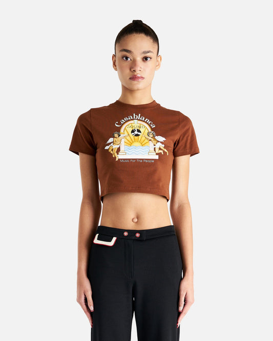 Casablanca Women T-Shirts Atelier De Musique Printed Baby T-Shirt in Brown