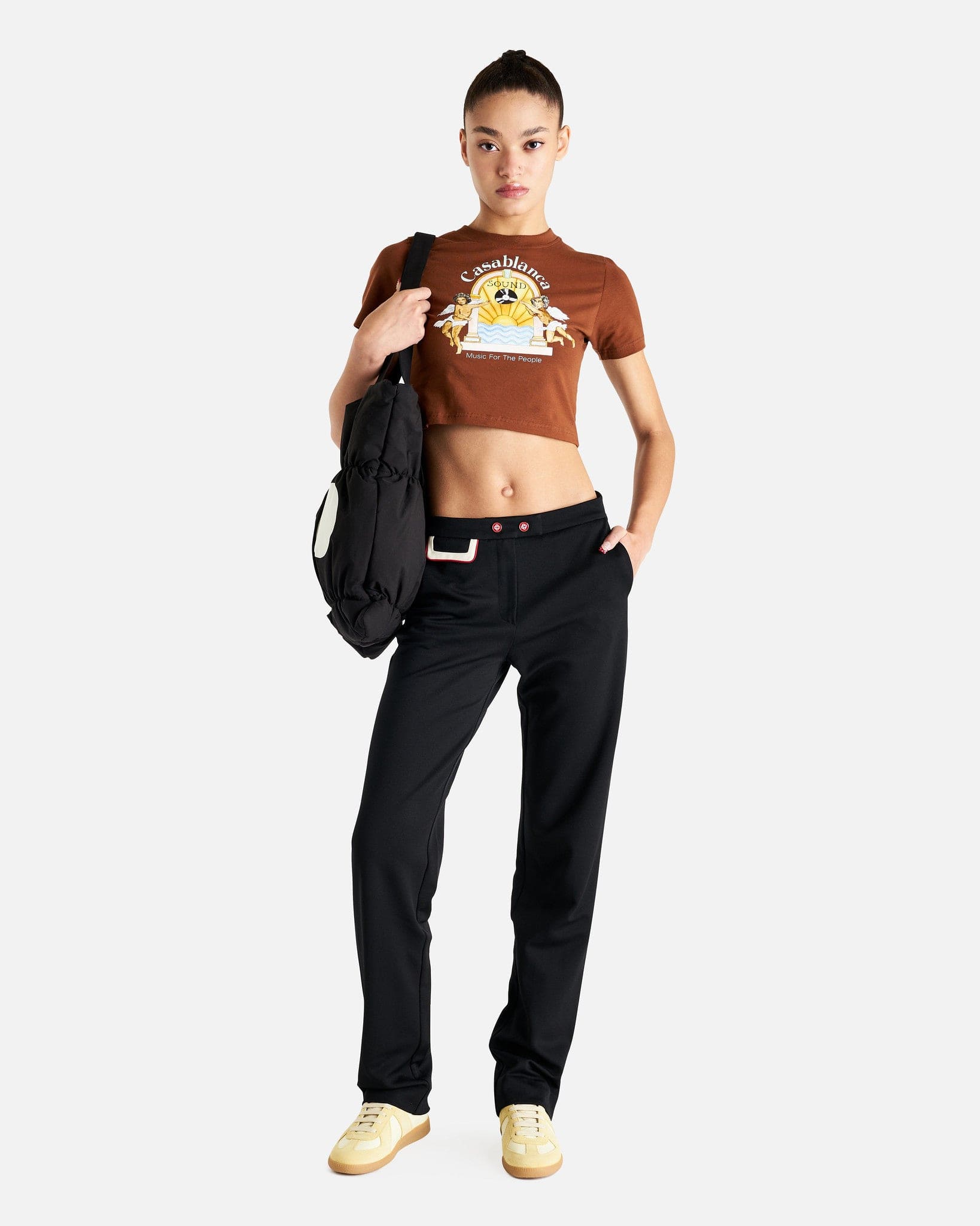 Casablanca Women T-Shirts Atelier De Musique Printed Baby T-Shirt in Brown