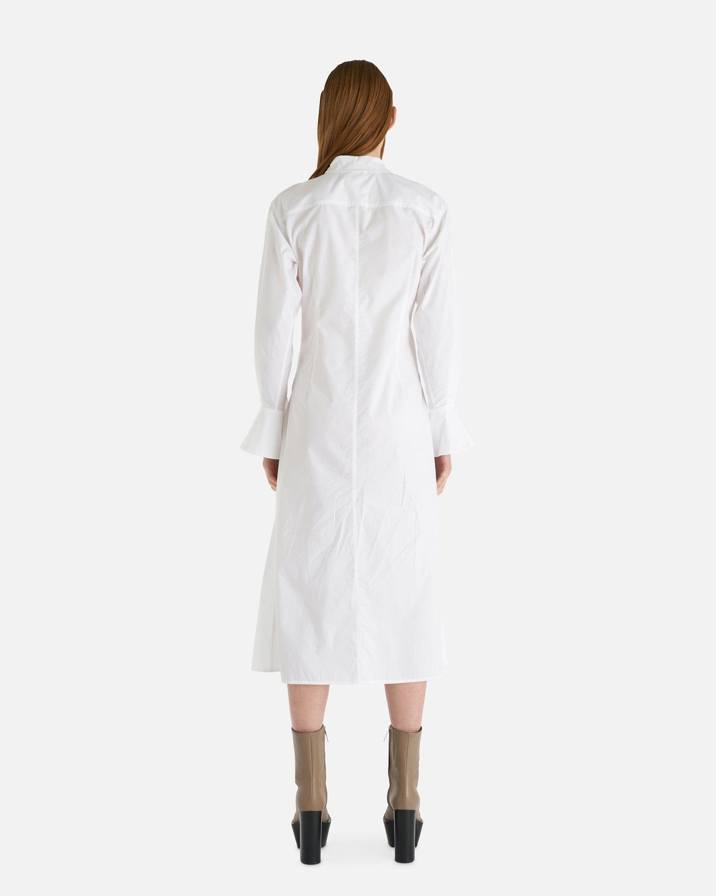 Simkhai Women Dresses Augustina Long Sleeve Tie Waist Shirt Dress in White