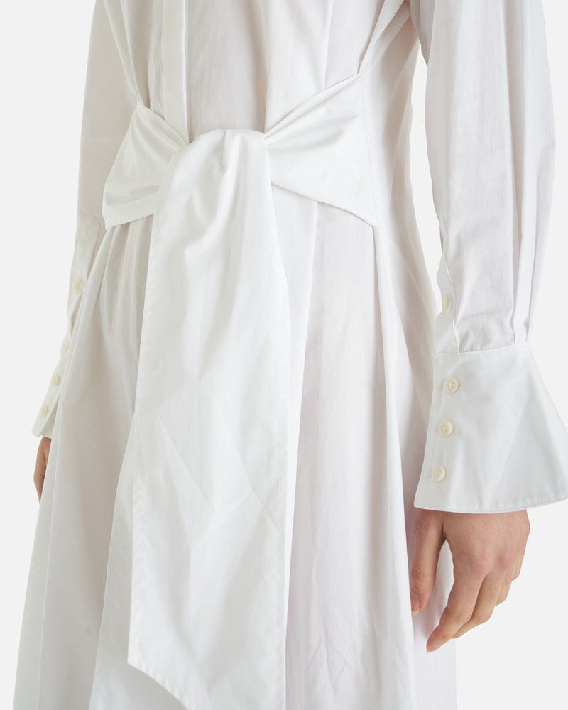 Simkhai Women Dresses Augustina Long Sleeve Tie Waist Shirt Dress in White
