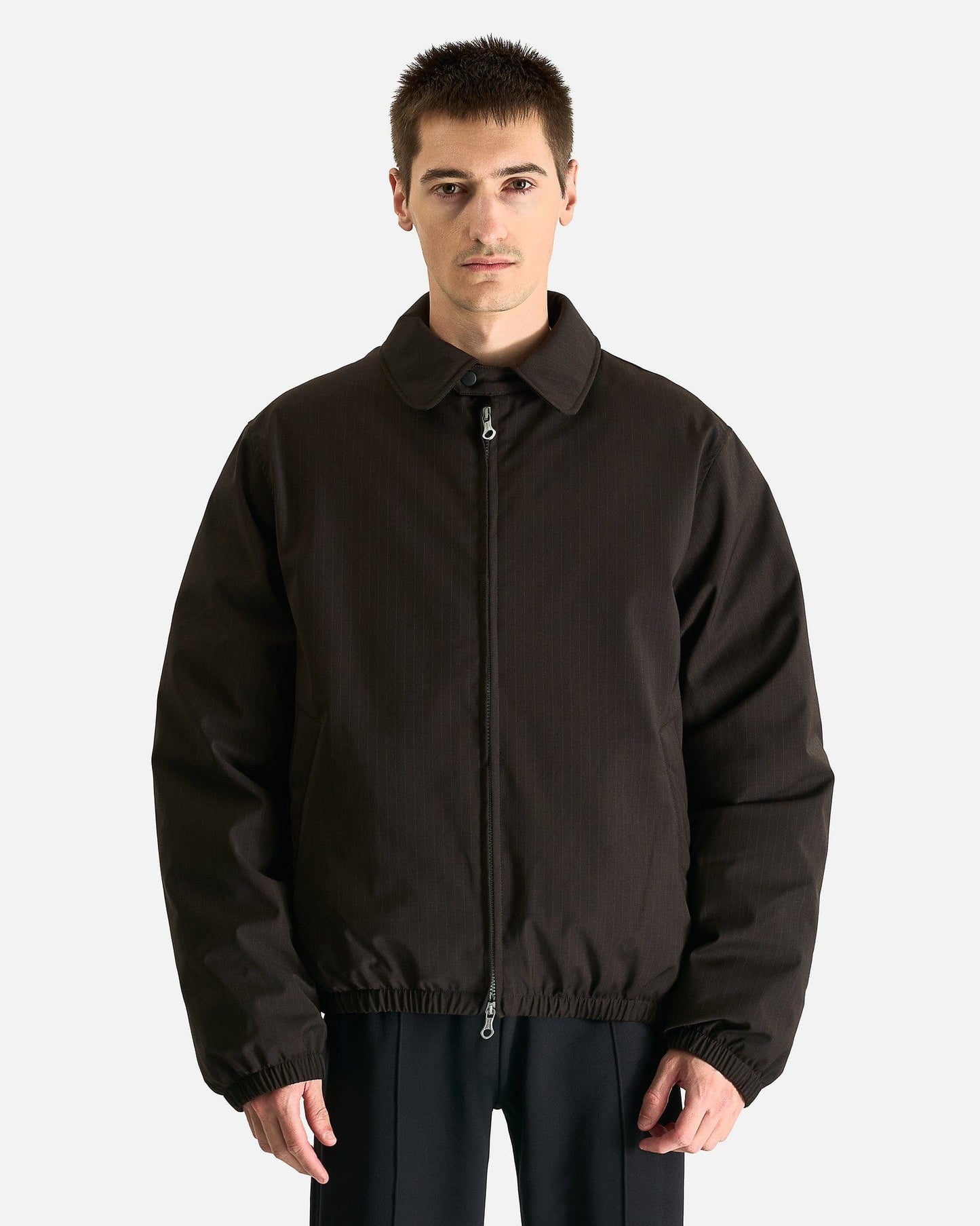 Our Legacy Men's Coat Avenue Puffa in Churchill Stripe Membrane Wool