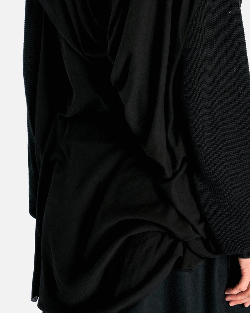 Y's by Yohji Yamamoto Women Sweaters 02 B-Drape Long Sleeve PO in Black