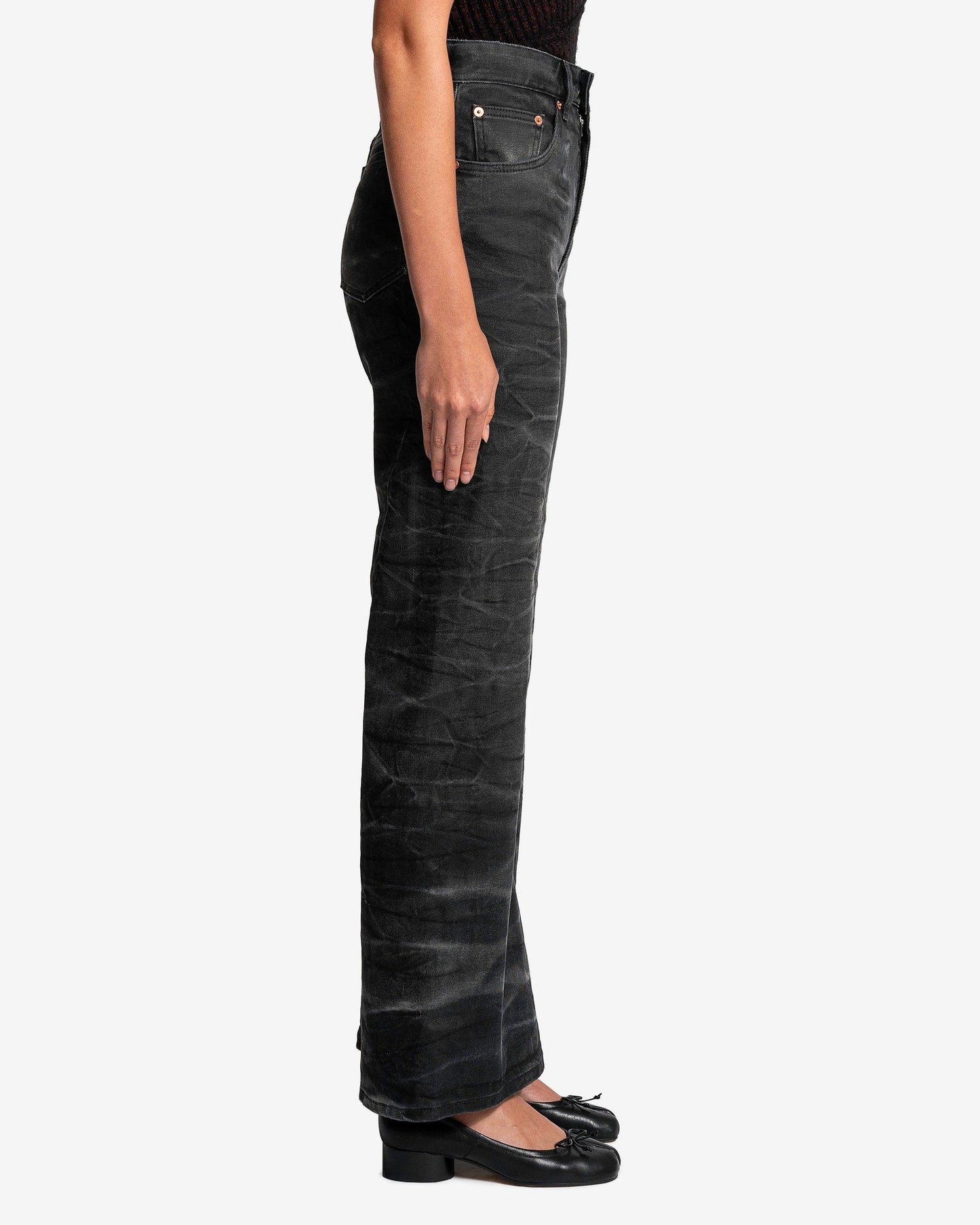 MM6 Maison Margiela Women Pants Baggy 5 Pocket Jeans in Washed Black