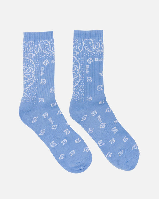 Rhude Men's Socks Bandana Jacquard Socks in Sky Blue