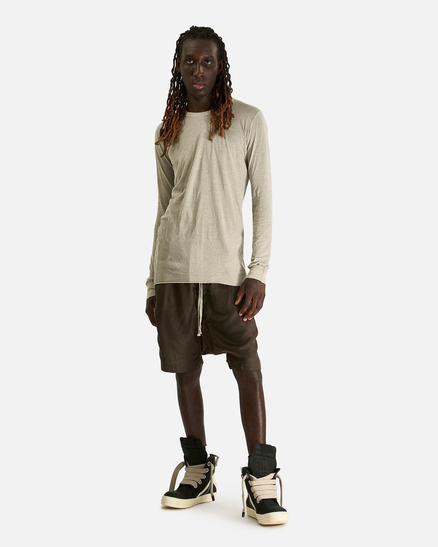 Rick Owens Men's Shirts Basic LS T in Pearl