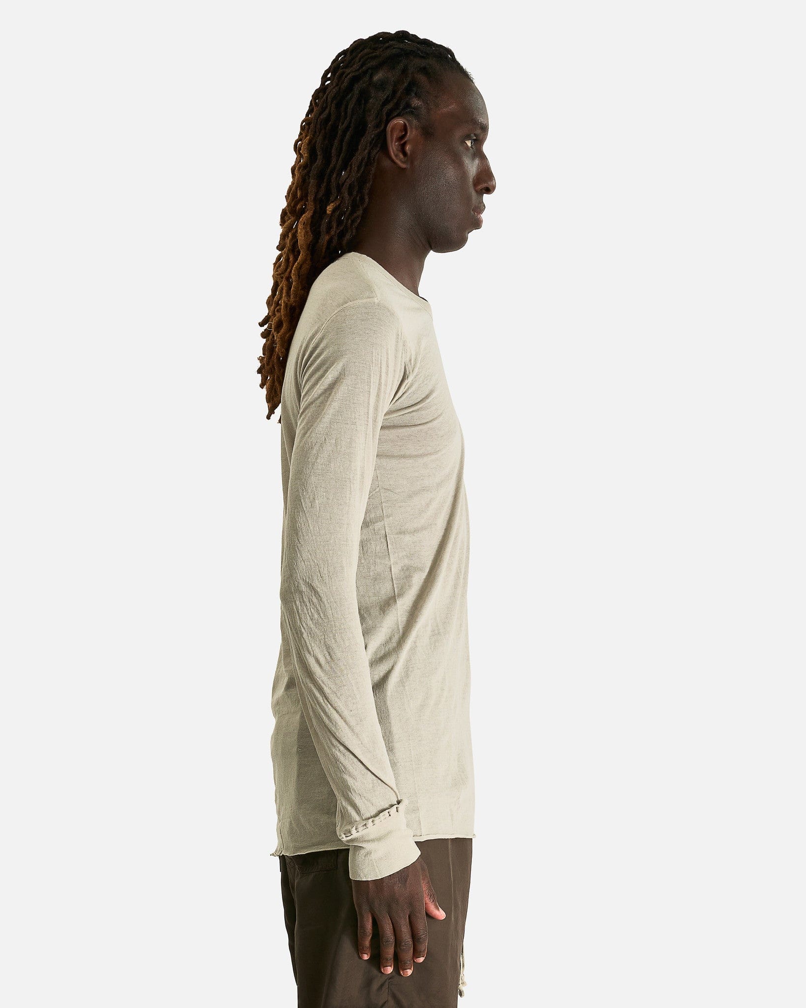 Rick Owens Men's Shirts Basic LS T in Pearl