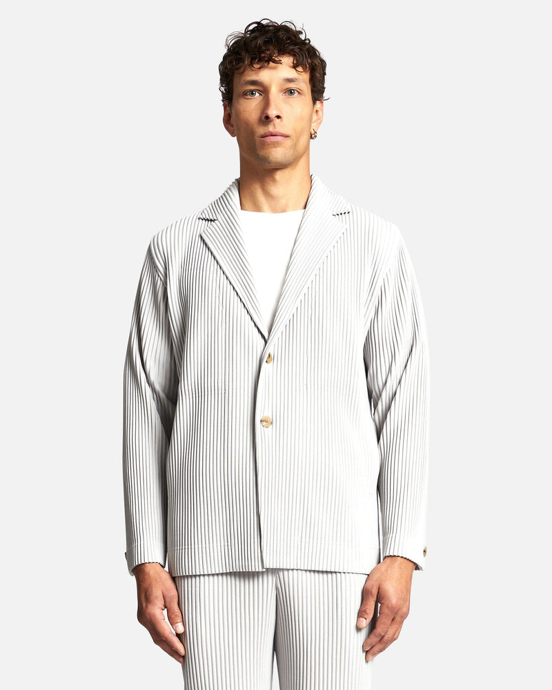 Homme Plissé Issey Miyake Men's Jackets Basics Blazer in Light Gray