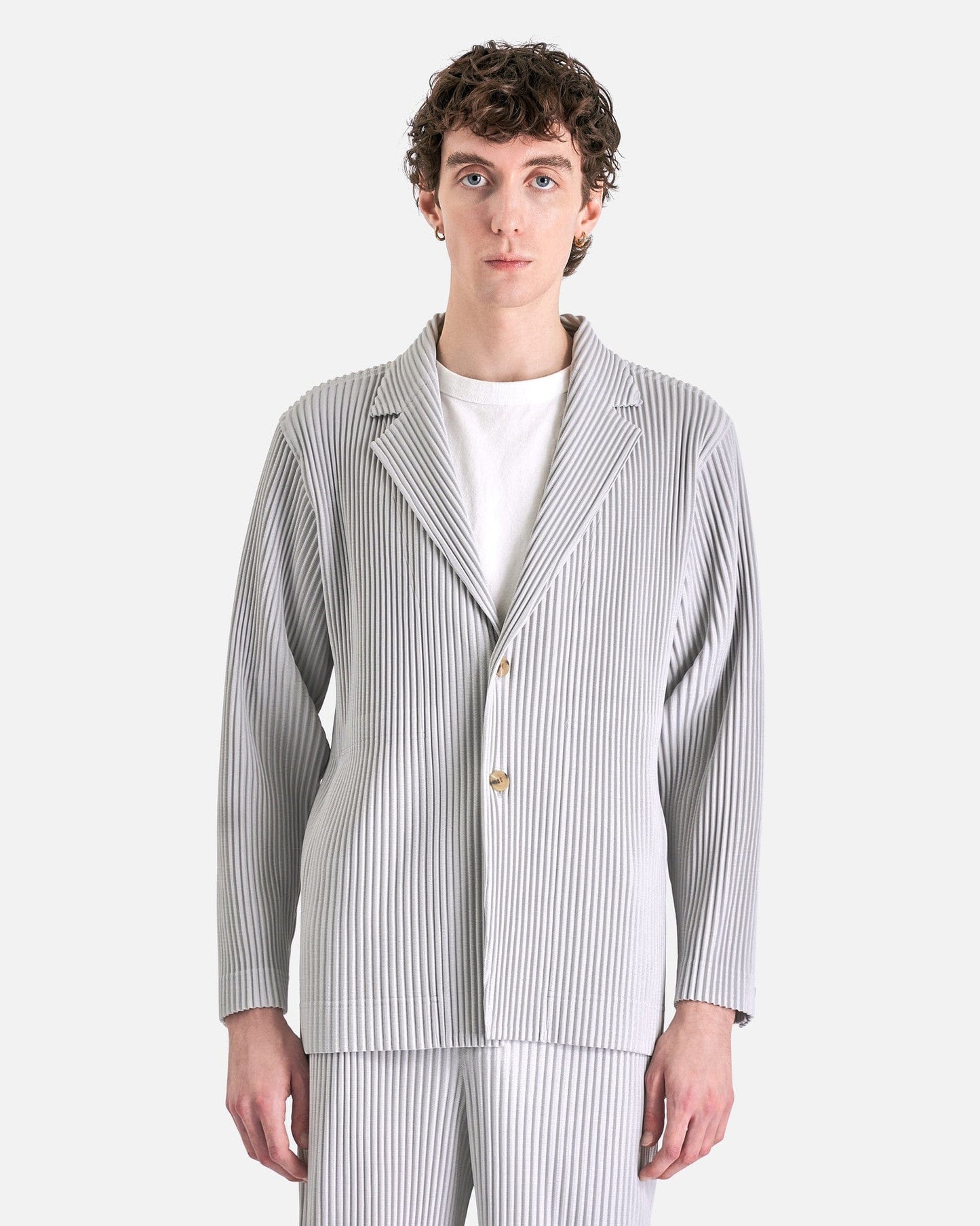 Homme Plissé Issey Miyake Men's Jackets Basics Blazer in Light Gray