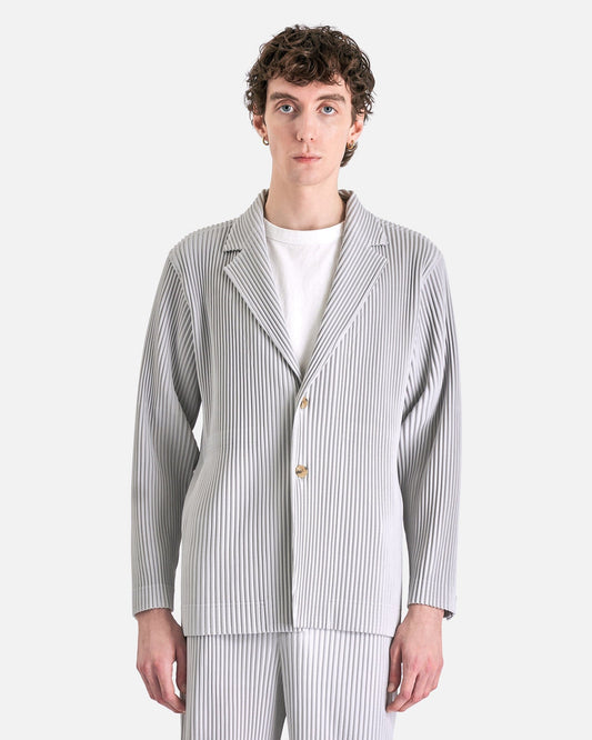 Homme Plissé Issey Miyake Men's Jackets Basics Blazer in Light Gray