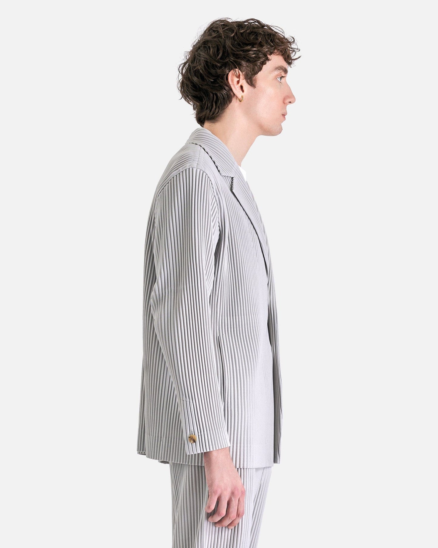 Homme Plissé Issey Miyake Men's Jackets Basics Blazer in Light Gray